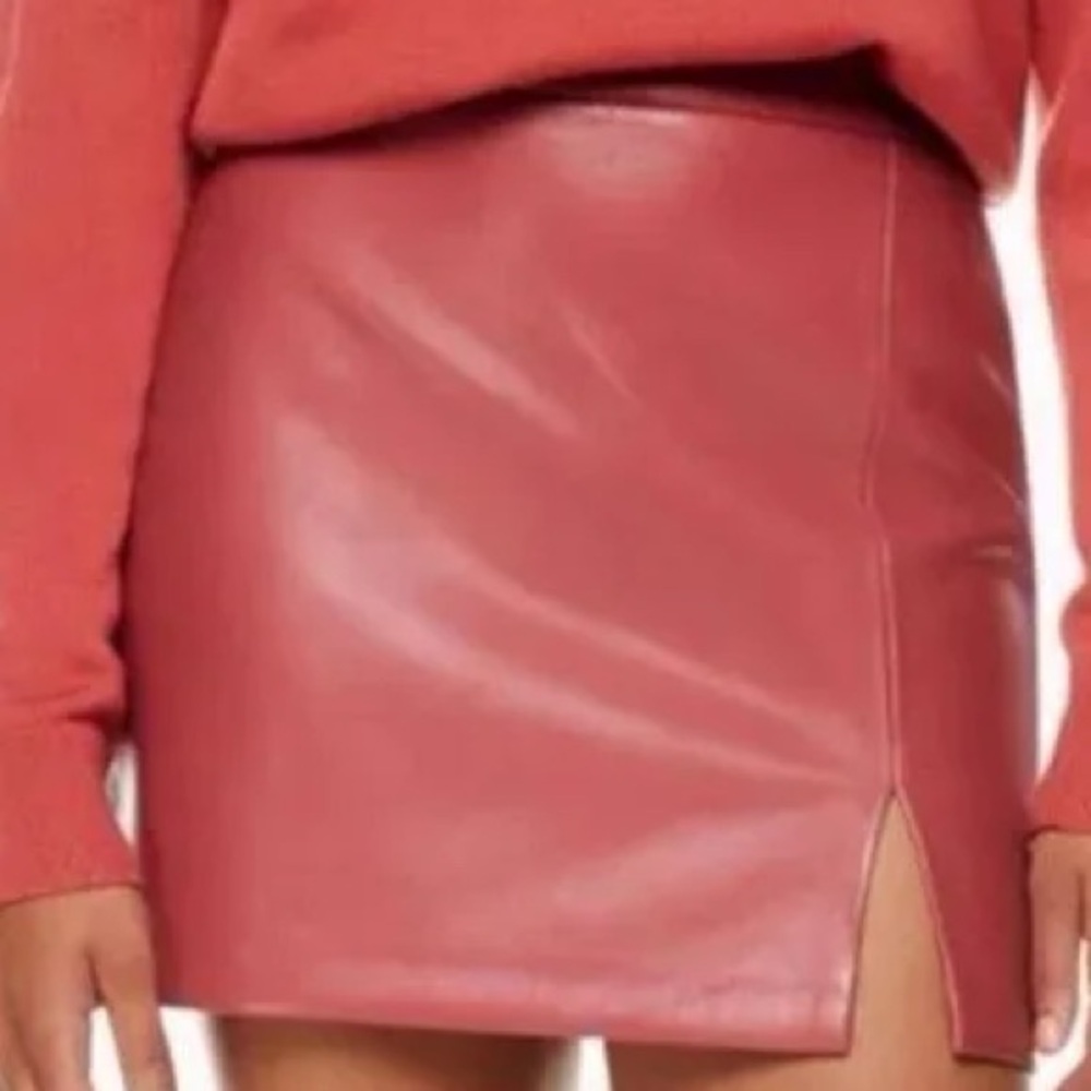 Wilfred Pink Leather Mini Skirt